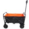 Folding Wagon Garden Shopping Beach Cart  (black+yellow)