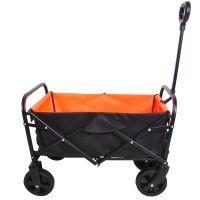 Folding Wagon Garden Shopping Beach Cart  (black+yellow)
