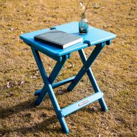 Quick-Fold Side Table,Portable Outdoor Weather Resistant End Table for Patio Balcony Backyard,No Assemble (Blue)