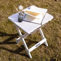 Quick-Fold Side Table,Portable Outdoor Weather Resistant End Table for Patio Balcony Backyard,No Assemble (White)