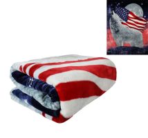 Plush Throw Blanket - Patriotic Lights - QUEEN BED 79"x 95" - Faux Fur Blanket For Beds, Sofa, Couch, Picnic, Camping