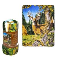 Fleece Throw Blanket - Find 9 Deers - Lightweight Faux Fur Fleece Blanket Large 50"x 60" - For Beds, Sofa, Couch, Picnic, Travel, Camping