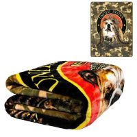 Plush Throw Blanket - Marine Red Bulldog TNT - QUEEN BED 79"x 95" - Faux Fur Blanket For Beds, Sofa, Couch, Picnic, Camping