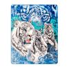 Plush Throw Blanket - 12 White Tigers - QUEEN BED 79"x 95" - Faux Fur Blanket For Beds, Sofa, Couch, Picnic, Camping
