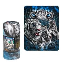 Fleece Throw Blanket - 12 White Tigers - Lightweight Faux Fur Fleece Blanket Large 50"x 60" - For Beds, Sofa, Couch, Picnic, Travel, Camping