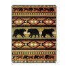 Plush Throw Blanket - Black Bear Lodge - QUEEN BED 79"x 95" - Faux Fur Blanket For Beds, Sofa, Couch, Picnic, Camping