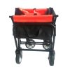 Folding Wagon Garden Shopping Beach Cart  (black+yellow)