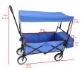 Garden Shopping Beach Cart folding wagon (Blue)