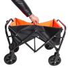 Folding Wagon Garden Shopping Beach Cart  (black+yellow)