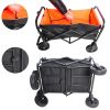 Folding Wagon Garden Shopping Beach Cart  (black+yellow)