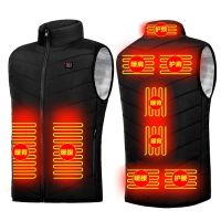 Areas Heated Vest Men Women USB Electric Infrared Heating Jacket Winter Outdoor Thermal Warmer Clothing Waistcoat S-6XL (Color: 9areas heat black)