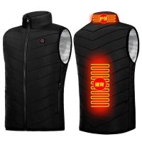 Areas Heated Vest Men Women USB Electric Infrared Heating Jacket Winter Outdoor Thermal Warmer Clothing Waistcoat S-6XL (Color: 2areas heat black)