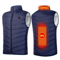 Areas Heated Vest Men Women USB Electric Infrared Heating Jacket Winter Outdoor Thermal Warmer Clothing Waistcoat S-6XL (Color: 2areas heat blue)
