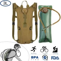 Tactical Hydration Pack 3L Water Bladder Adjustable Water Drink Backpack for Hiking Cycling Climbing Running (Color: Khaki)
