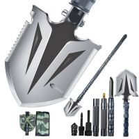 Folding Survival Shovel Camping Multitool Compact Tactical Entrenching Tool (Color: Silver)